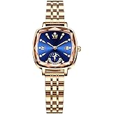 TOOCAT Rose Gold Ladies' Watch Stylish Simple Square Quartz Watch, 30M Water Resistant, Steel Strap with Strap Adjuster