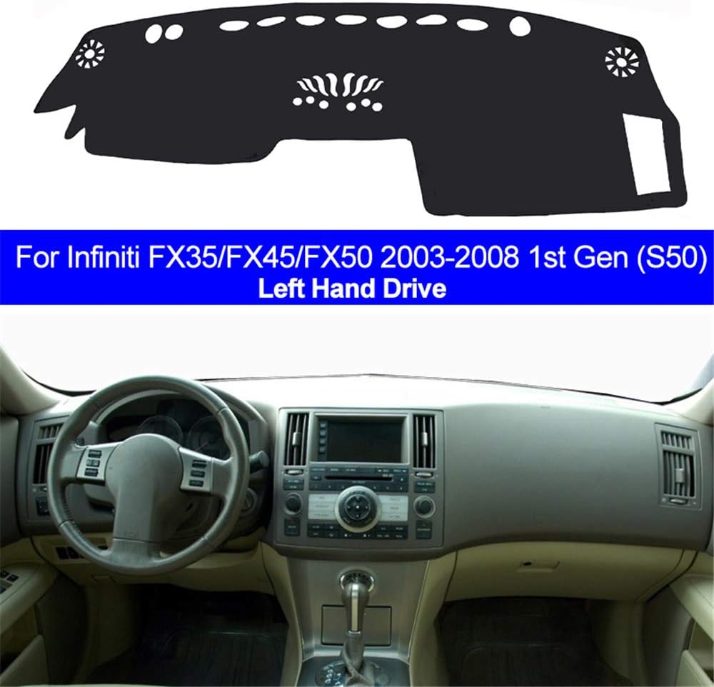 ZHAOHAOSC 2 Layers Car Inner Dashboard Cover Dashmat Pad Carpet Dash Sun Shade,For Infiniti FX35 FX45 FX50 2003-2006 2007 2008 Left Side