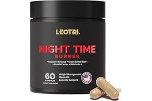 Leotri Night Burn Supplement: Raspberry Ketones Green Coffee Bean Hoodia Cactus Melatonin - Made in USA (60 Vegetarian Capsules)