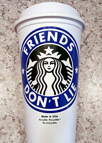 Stranger Things Eleven "Friends Don't Lie" STARBUCK's 16 oz Reusable Travel Mug Lid in Glitter