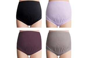 Mama Cotton Women's Over The Bump Maternity Panties High Waist Full Coverage Pregnancy Underwear Multi-Pack (S-4XL)
