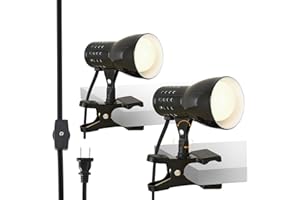 GyroVu LED Clamp Light, 2 Pack Reading Lamp Indoor 270° & 360° Rotation Small Lamp Clip on Lamp for Desk/Table/Bed Headboard/Cupboard Home Lighting Indoor Spotlight Deep Focus