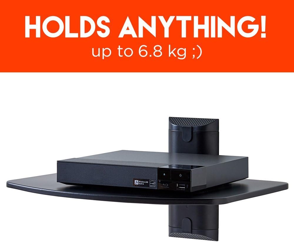 ECHOGEAR Steel Wall-Mounted AV Shelf Supports up to 6.8 kg of Streaming Devices, Game Consoles, and Cable Boxes - EGAV1-B2 - Image 4