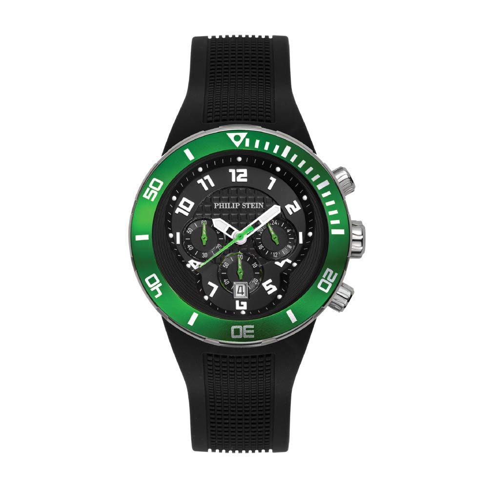 Philip Stein Signature Frequency Green Mens Dual Time Zone Watch New Battery! Philip Stein Signature Frequency Green Mens Dual Time Zone  main image 3