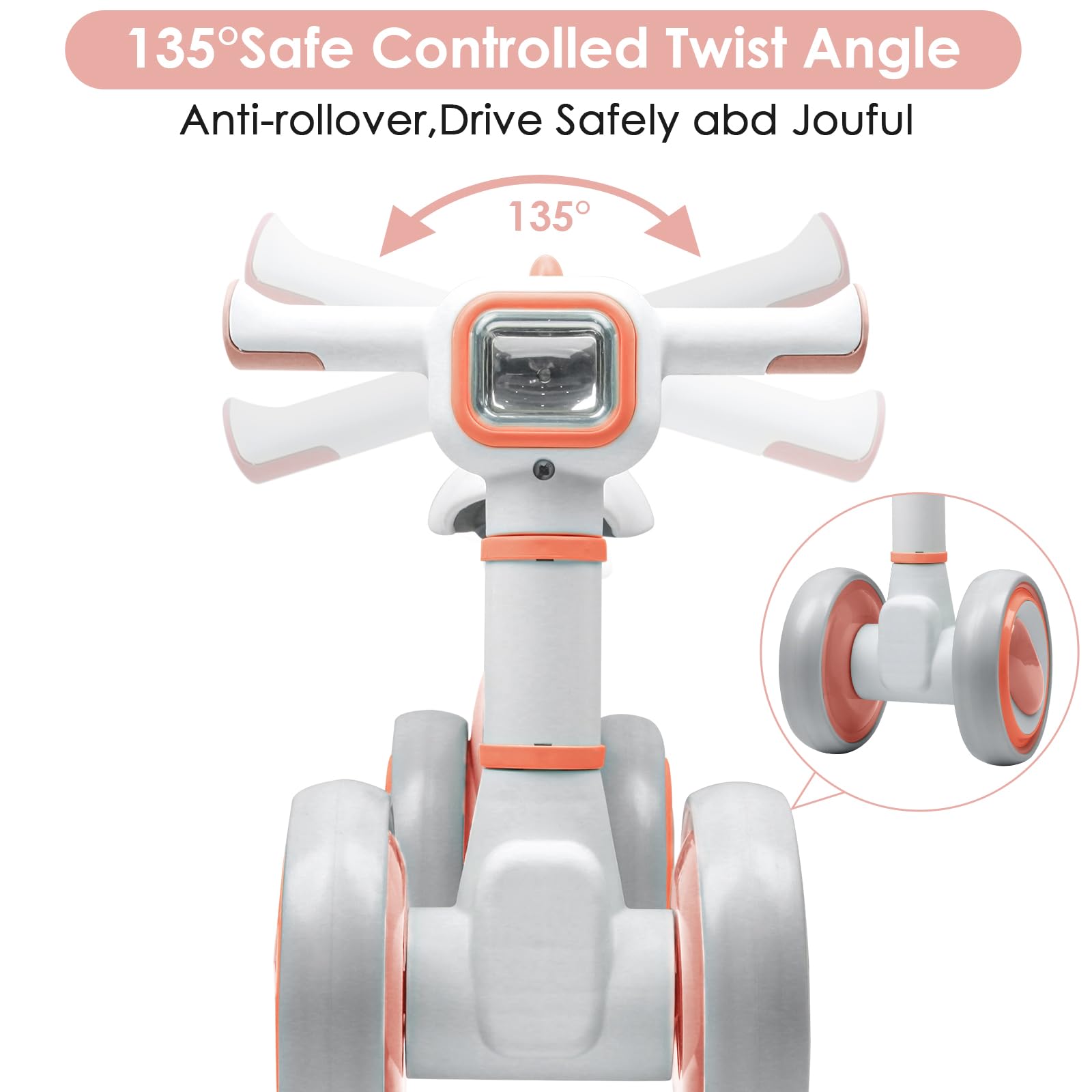 Baby Balance Bike for 1 Years Old Boys Girls, No Pedal Toddler Balance Bike, Adjustable Seat & Headlights Music, 10-36 Months Kids Toy First Birthday