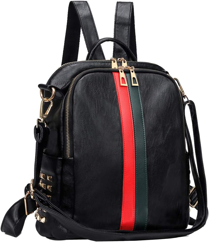 Gerville Fashion Backpack For Women PU Leather Travel Handbag Daypack Casual Rucksack Zipper Shoulder Bag Purse