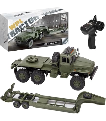 Amazon.com: MindXplore WPL B36-3 1/16 RC Military Trailer with LED