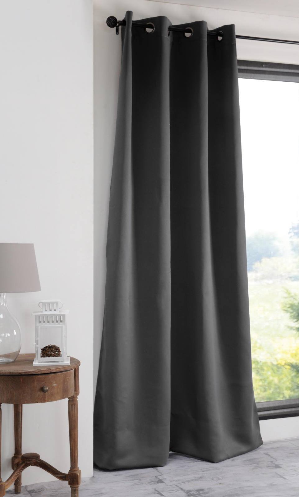 STOF Lovely Casa Blackout Curtain with Eyelets for Living Room or Bedroom Size 140 x 280 cm Anthracite – Blackout and Insulating Window Curtain or Dressing Room – Available in 3 Sizes for Home