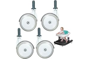 4Pcs Baby Walker Wheels Replacement, 1.97 Inch Plastic Removable Walker Accessories, Universal Wheels for Strollers and Walke