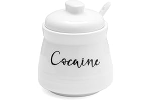 Cevostirva Ceramic Sugar Bowl with Lid and Spoon - Funny Sugar Container with Lid and Spoon for Coffee Bar Decor, 12 oz Sugar