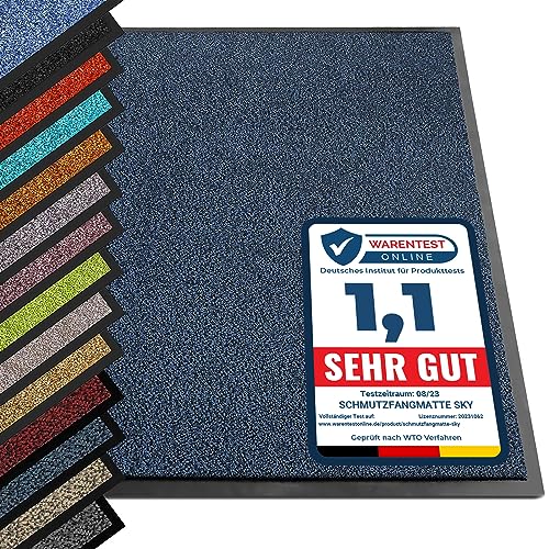 etm® Schmutzfangmatte - Note 1,6: Sieger Preis-Leistung - Fußmatte in vielen Größen - Türmatte Fußabstreifer für Haustür innen und außen (Blau-Schwarz, 90x600 c