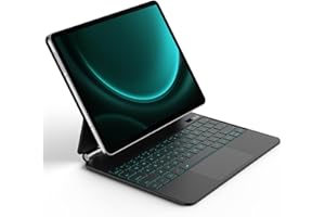 GOOJODOQ Magic Keyboard for Samsung Galaxy Tab S9+/S9 FE+/S8+/S7+/S7 FE 12.4 inch,12.4" Magnetic Keyboard Case with Floating Cantilever Stand,Anywhere Touchpad with LCD Display & 7 Colors Backlit