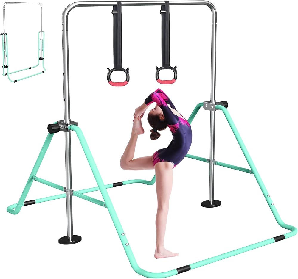 FBSPORT Gymnastics Bar Folding Horizontal Bar for Kids Adjustable Height