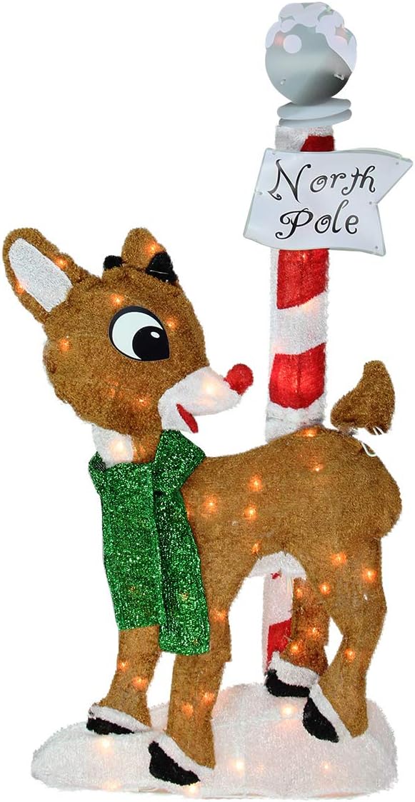 32" Rudolph 2D Pre-Lit Yard Art, Rudolph Pole