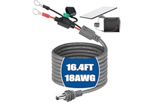 QKJCE 16.4 FT Starlink Mini Direct Battery Power Cable [No Boost Converter Needed] Waterproof 18AWG Starlink Mini Power Cable with 30A Fuse, Starlink Mini Car Adapter – Direct to Car, RV, or Marine Battery