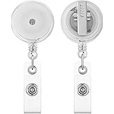 Retractable Badge Reels - Transparent, 10 Pack - with Bulldog Clip & Snap Strap to Secure ID Name Card Holders - by Mifflin-USA