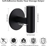 YUET 2 Pcs Bathroom Towel Hook Self Adhesive Stainless Steel Matte Black view 3