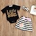 Viworld Baby Girls Clothes Little Big Sister T-Shirt Romper Pant Set (A-Little Sister, 0-6 Months)