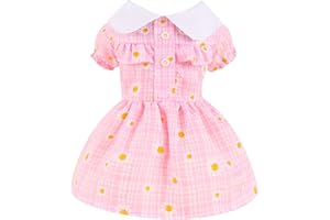 BAEJMJK Dog Dress for Small Dogs Daisy Floral Girl Puppy Dress Breathable Cute Princess Doggie Dresses Spring Summer Pet Cat Rabbit Clothes（Pink,Large）