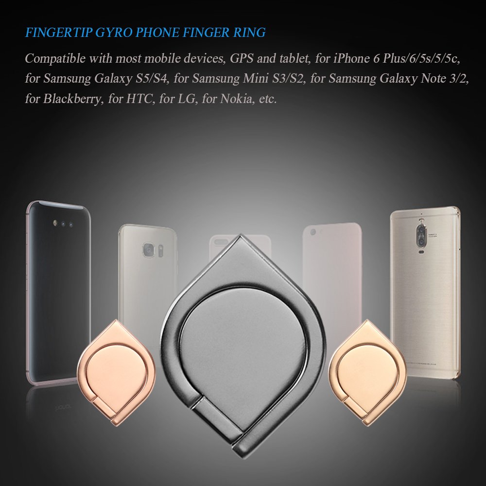 Finger Ring Phone Grip, HIKIN Cell-Phone Knob Key Rings Button Mount/Stand/Holder/Catch/Handle For iPhone X 8 7 Galaxy S9 S8 Note8 Friendly With Cases (Gold)