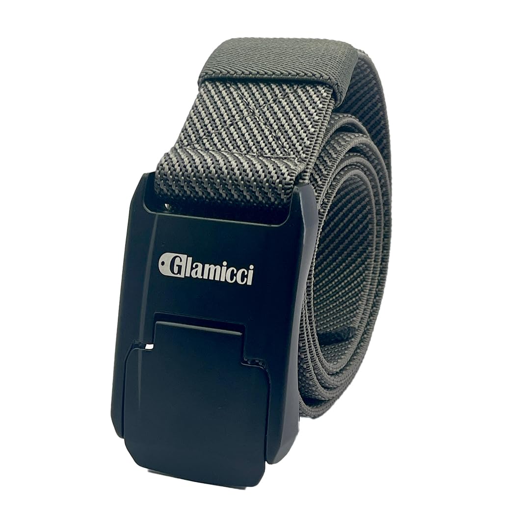 Glamicci Tactical Belt Military 1.5"/38mm Stretch Nylon Webbing Belt | Quick Release Buckle (GREY/CHAR, S-Fits Waist 30"-36" (Strap 115cm/ 45"))