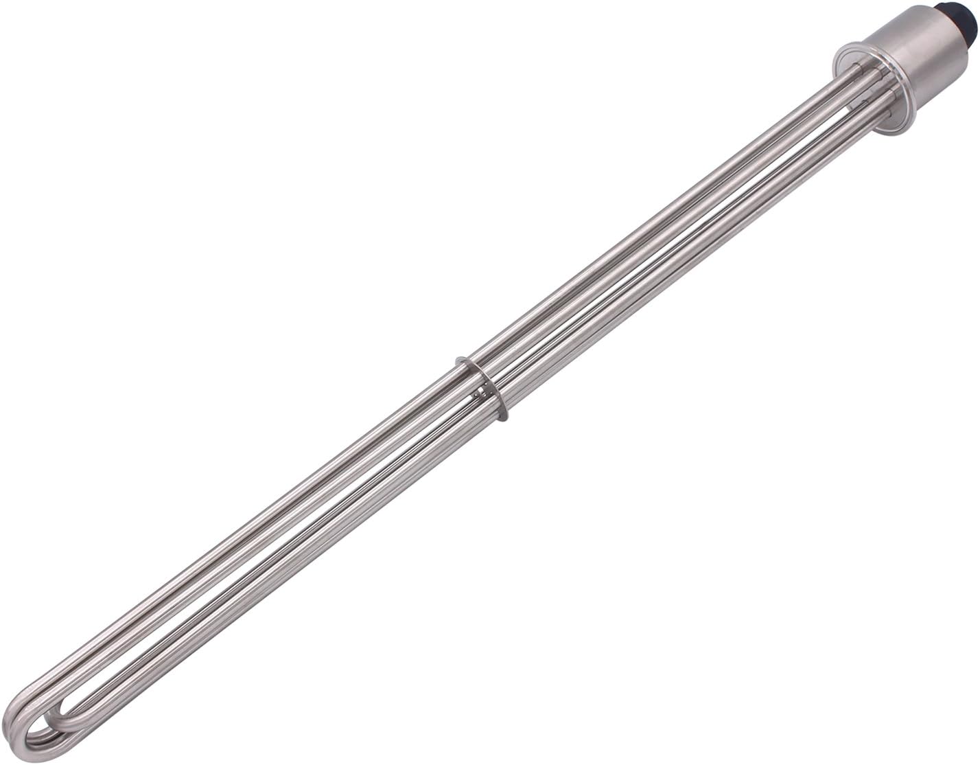 DERNORD 2 Inch (OD64) Water Heating Element U Type Electrical Brewing Boiler Heater (220V 9000W)