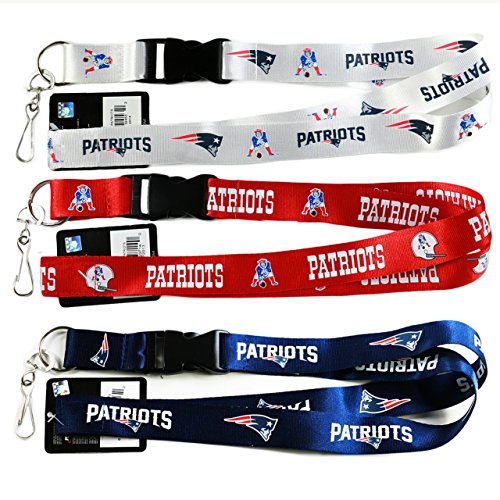 NFL New England Patriots Lanyard, ( Navy, Pink, Blackout) Breakaway Keychain Lanyard, Set of 3