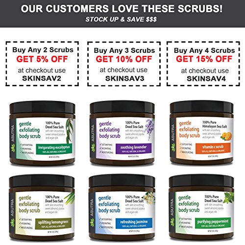 Best ORGANIC Exfoliating Body Scrub - "SENSUAL ROSE" - 100% Pure Dead Sea Salt Scrub / Ultra Hydrating & Moisturizing with SKIN SMOOTHING Jojoba, Sweet Almond & Argan Oils - 12oz...