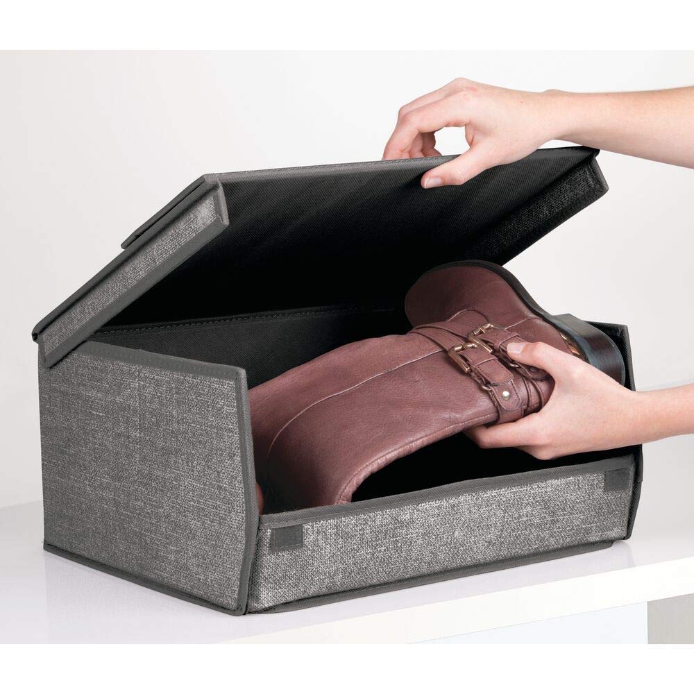 cierre de velcro y tapa abatible grande mDesign Caja para zapatos de