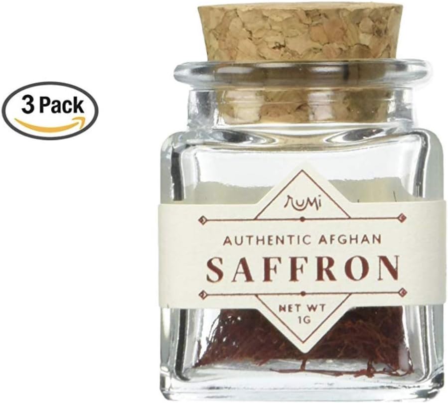 Rumi Spice Saffron, Square Glass Jar, 1 g (3 Pack)