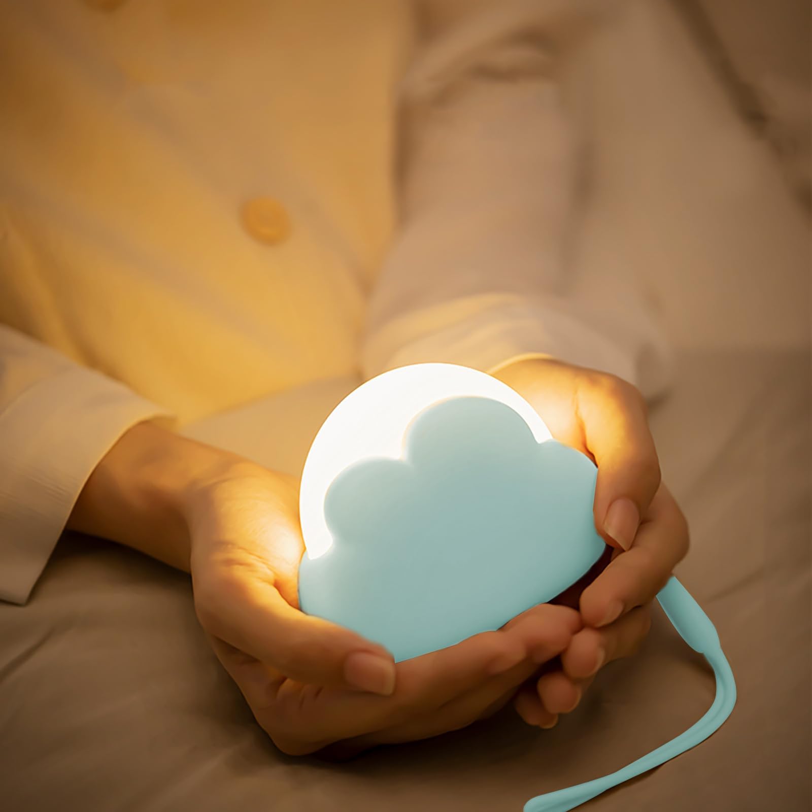 Adiwo Night Light Kids, 1W 1200mAh Cute Cloud Night Light Bedside Lamp, Dimmable Baby with 2 Modes and 2 Brightness, Portable USB Rechargeable Kid LED Nightlight for Girls Boys Room Decor