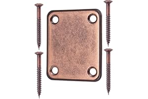 Gazechimp 4 Holes Electric Guitar Neck Plate,Neck Joint Plate With Screws for Electric Guitar Bass - Copper Red
