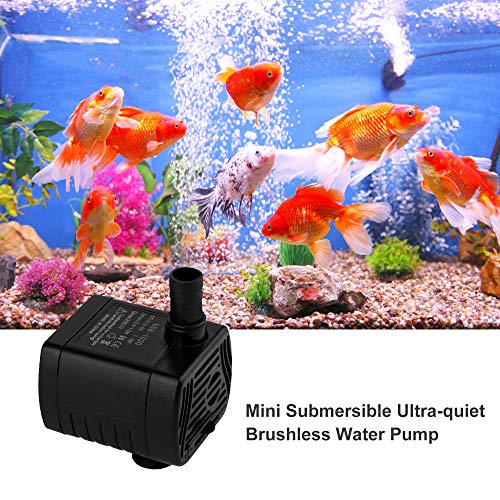 Useekoo Submersible Water Pump, 200L/H Small Water Pump for Fountain Aquarium Fish Pond Garden Hydroponic Brushless with 4.9ft USB Power Cord DC 3.5-9V 1-3W