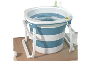 Hapyvergo Portable Folding Bathtub Adult Large Foldable Tub XXL, Ice Bath Barrel For Athletes Cold Plunge, Hot Bath Tub for Home Sauna with Bath Stool & Massage Rollers & Thermal Cover