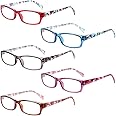 Henotin 5-Pack Reading Glasses Blue Light Blocking Anti Eyestrain Computer Reading Glasses for Women and Men Readers