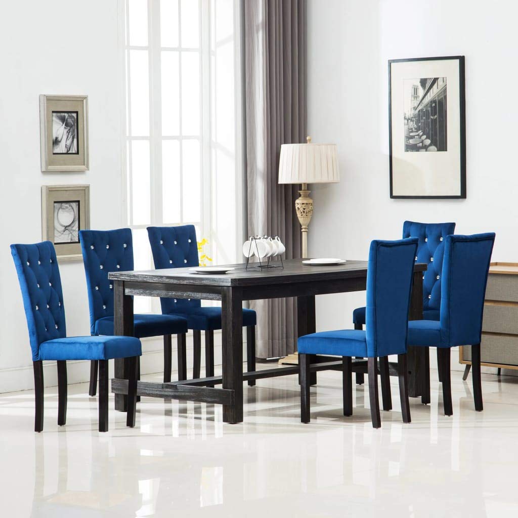 Vidaxl Chaise De Salle A Manger 6 Pcs Velours Bleu Fonce Amazon