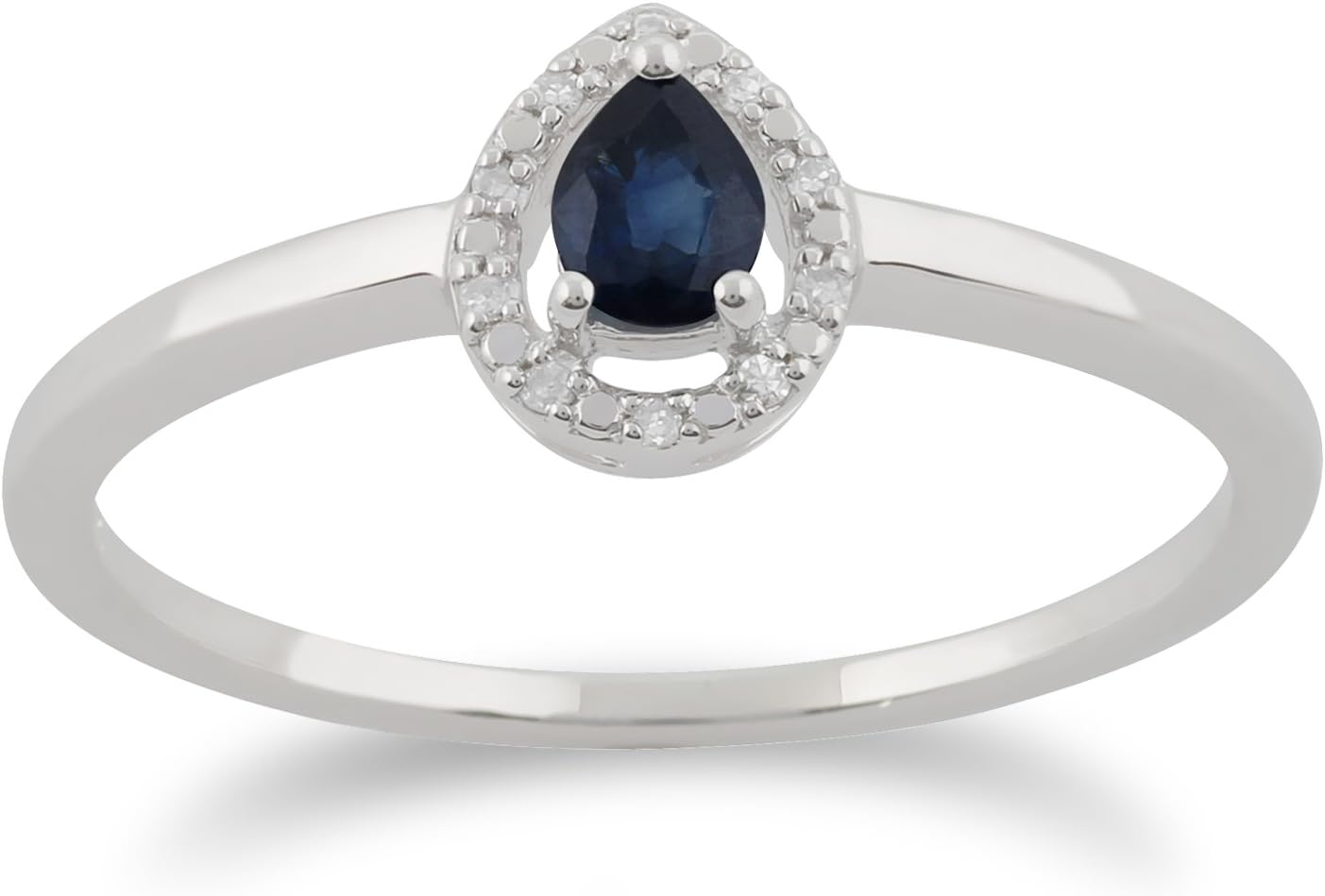 Gemondo Sapphire Ring, 9ct White Gold Sapphire & Diamond Pear Cluster Ring