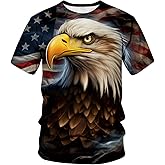 LAOLIUSN Men's American Bald Eagle Printed T-Shirt Animal Theme Tee Shirt