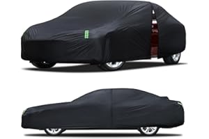 QUALENCEY Car Cover Waterproof All Weather for Automobiles, Size A4 Universal Fit for Sedan Dodge Charger, Lincoln mkz, Hyundai Genesis, Ford Taurus, Buick Lacrosse, Mercedes Benz S-Class etc.(199 to 208 inch)
