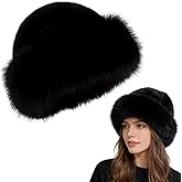Womens Winter Faux Fur Bucket Hat, Winter Plush Fluffy Furry Mink Hats, Warm Thickened Fisherman Cap, Warm and Cute, Versatile for Winter（One Size fits All -Black）