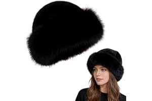 GENERIC Faux Fur Bucket Hat, Winter Plush Fluffy Furry Mink Hats, Warm Thickened Fisherman Cap, Warm and Cute, Versatile for Winter - Black（One Size fits All）