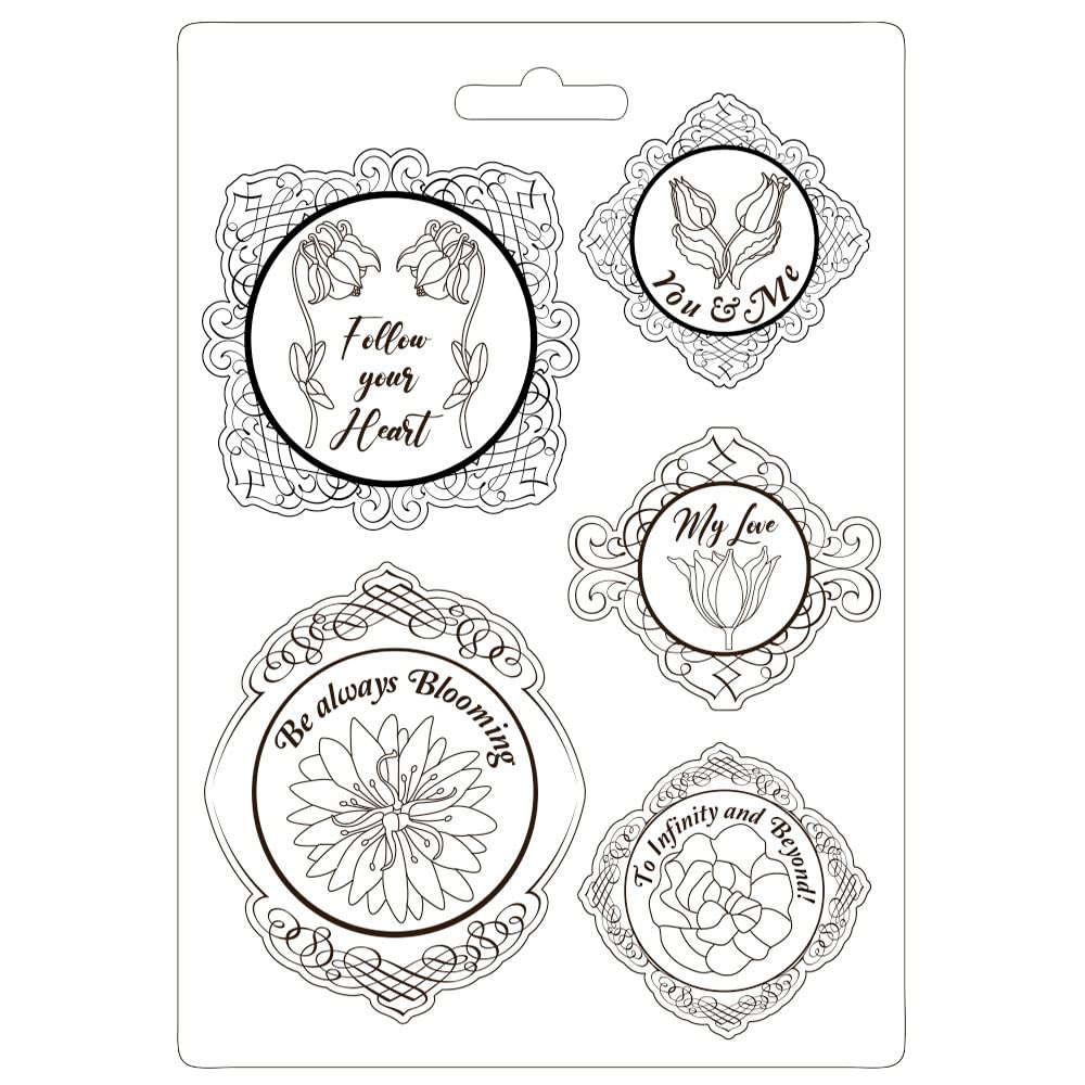 Stamperia Soft Mould A4 Garden of Promises Frame with Flowers