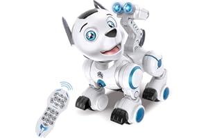 fisca Remote Control Robotic Dog RC Interactive Intelligent Smart Walking Dancing Programmable Robot Toys with Light and Soun