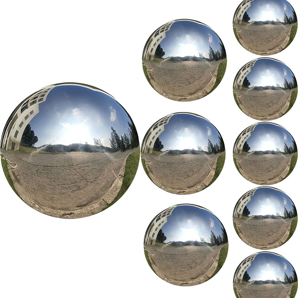 Photo 1 of JforSJizT 9pcs 5x2.4in/3x3.2in/1x6in Diameter Gazing Ball,Silver Stainless Steel Polished Reflective Smooth Garden Sphere Globe Mirror,Colorful and Shiny Addition to Any Garden or Home