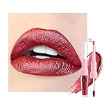 Kaely 2-in-1 Dark Red Metallic Lipstick and Lip