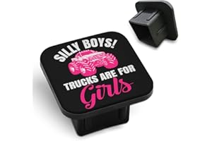 Tnomchey Pink Truck Hitch Covers Silly Boys Trucks are for Girls Words Funny Monster Car Black Square Towing Hitch Covers 2” Heavy Duty Trailer Hitch Tube Cover Plug Cap Rubber for Most Vehicles SUV