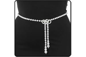 Wriidy Pearl Belt White Women Wasit Chain Adjustable Plus Size Belts Body Accessories for Dress