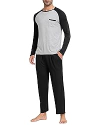 MoFiz Men's Sleep Sets,Modal Pajamas Set Ultra Thin