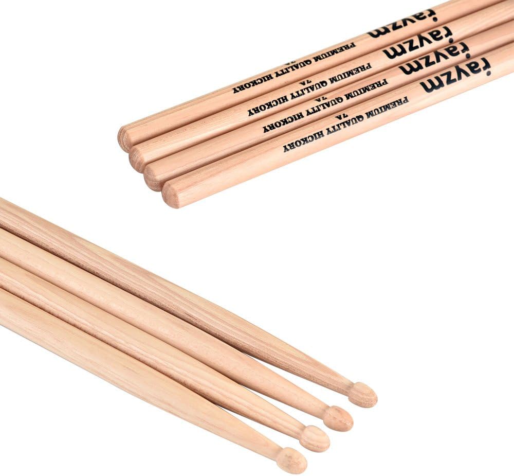 rayzm Drum Sticks 7A, Solid American Hickory Drumsticks/Beater Sticks, Wood Tips - Image 3