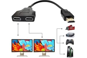 Marmoin HDMI Cable Splitter 1 in 2 Out HDMI Adapter Cable HDMI Male to Dual Female 1 to 2 Way, Support Two The Same Size TVs at The Same Time, Signal One in Two Out 1080P Mirror Only